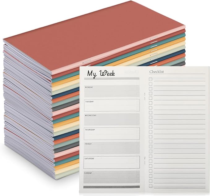 Qilery 30 Pcs 2026-2027 Daily Weekly Planner Bulk Employee Appreciation Gifts Small Pocket Journal to Do List Goals Notepad for Patient Access Week Nurse Team Coworkers Teacher (Bright Color)