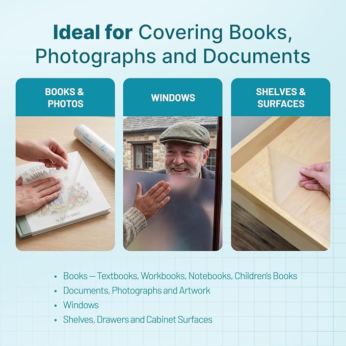 Con-Tact Brand Clear Adhesive Protective Liner to Cover Books and Documents, 13.5-Inches x 5-Feet (Pack of 3)