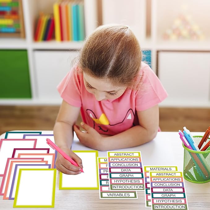 24 Sheets Science Board Supplies 18 Self Adhesive Presentation Science Subtitles & 6 Project Titles Board Sticker for School Office Supplies(Vivid Color)