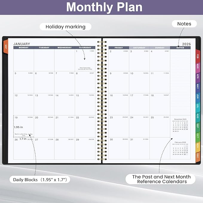 Appointment Book 2026 - Daily Planner, Large Planner Weekly Monthly Appointment Book 2026, 8.5" x 11", Jan 2026- Dec 2026 Planner with 15-Minute Interval - Black