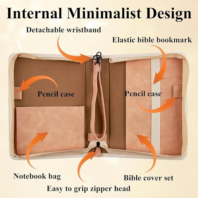 Bible Cover Case for Women,PU Leather Bible Case,Church Bible Bag Carrying Case Accessories Study Supplies with Zippered Pocket and Lable/Card,Gift for Women Lady Girls (7 Pack)