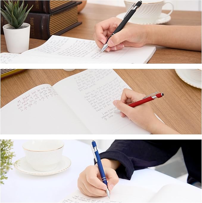 Actsun Gel Ink Pens, 12 Pcs, Fine Point, Smooth Writing, Screens & Touch Compatible, Black, Red & Blue, 0.7 mm, Gift & Office Accessory