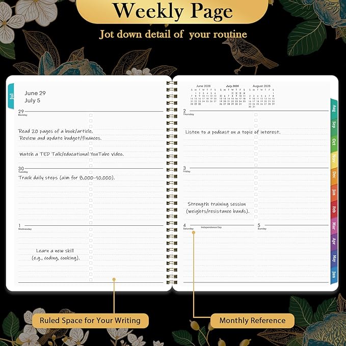 Planner 2026-2027 - Academic Planner 26-27, Jul.2026 - Jun.2027, 8" x 10", 2026-2027 Planner Weekly Monthly with Colorful Tabs, Twin-wire Binding, Back Pocket
