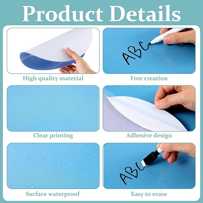 Newtay 24 Pack Dry Erase Dots Circles Colorful 10 Inch Removable White Board Marker Wall Sticker Decals Painted Wood Design Spots Set for Classroom Teachers Students Tables Desk (Blue Color)