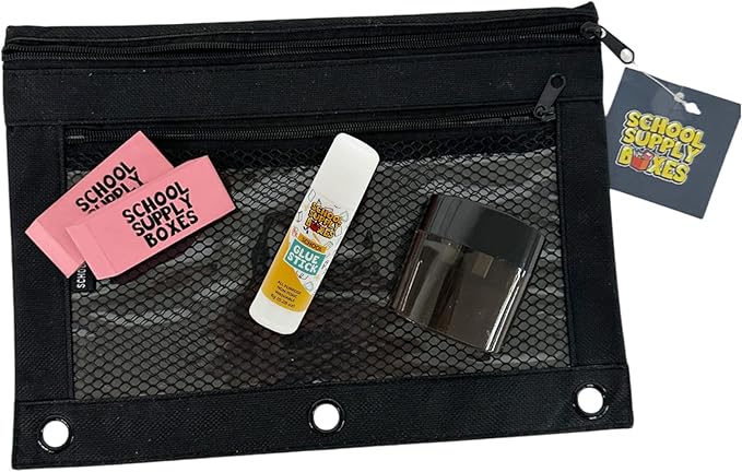 School Supply Boxes | Budget Saver Case (4 Boxes) | Back to School Essentials Kit for Students & Teachers | Includes Spiral Notebook, Crayons, Pens, Pencils, Glue & More
