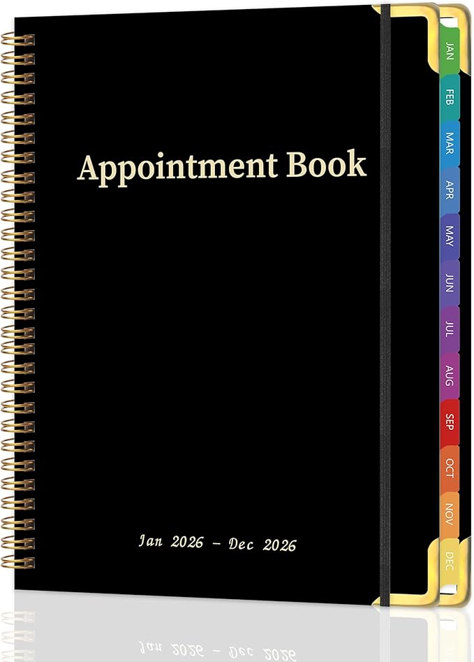 Appointment Book 2026 with Calendar Planner,Hardcover Weekly & Monthly Appointment Planner from Jan 2026-Dec 2026,Daily 7AM - 10 PM Hourly Schedule for Salon,Office, School,Doctor 9" x 11", Black