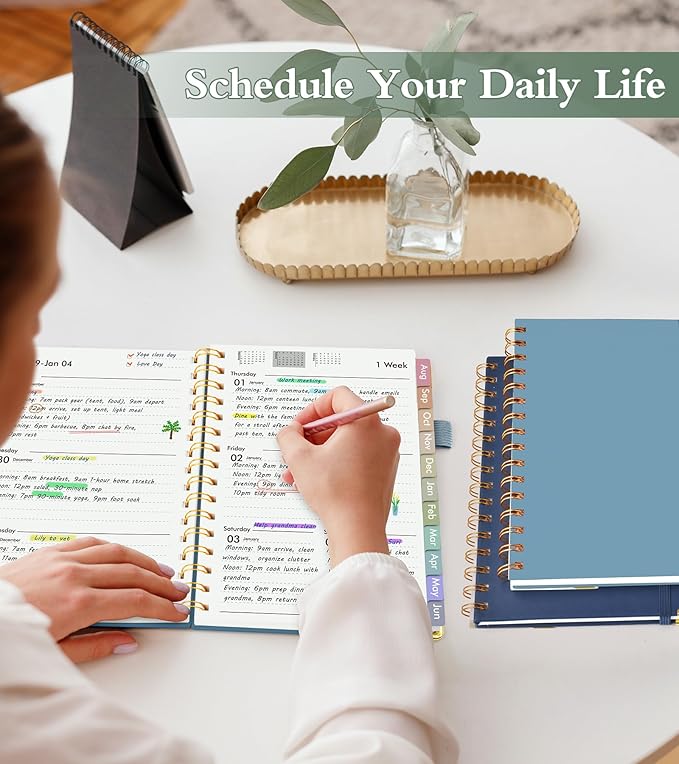 Academic Planner 2026-2027, Hardcover Weekly and Monthly Calendar Planner from July 2026 - June 2027, Daily Agenda Planners with Tabs, College School Organizer for Student Teacher, A4 (8.5" x 11"), Dusty Blue