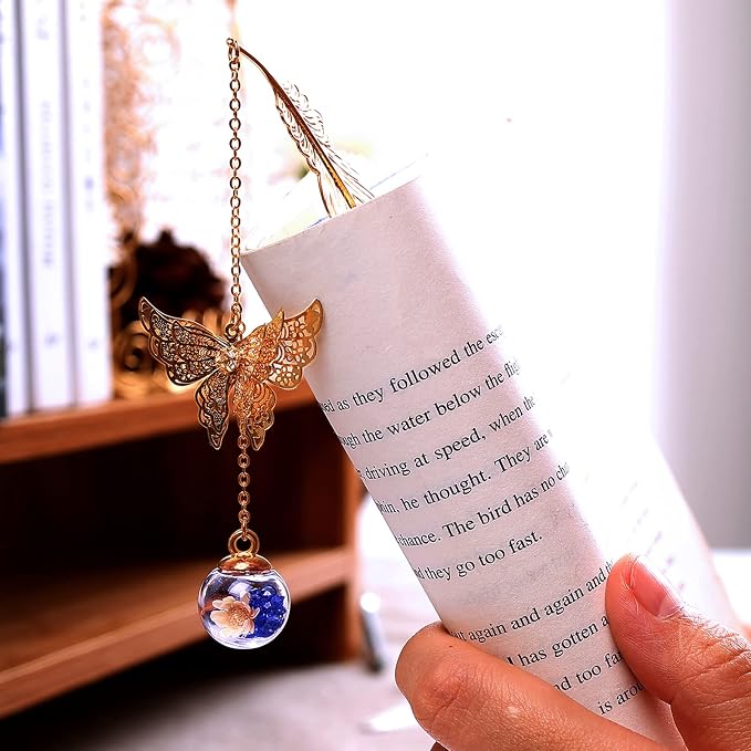 Teacher Appreciation Gifts for Women - Metal Feather Bookmark with 3D Butterfly Charm – Mother’s Day Gifts for Mom, Thank You Gifts, Book Lover Gift Under 10 Dollars, Gift Box Included