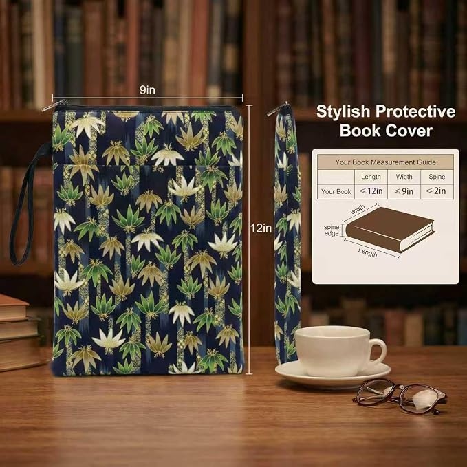 Book Sleeve for Paperbacks – Padded Book Cover with Zipper, Dust-Proof Protector Sleeve, Fabric Books Pouch Fit for Books Notebook Journal, Maximum 8x11inch