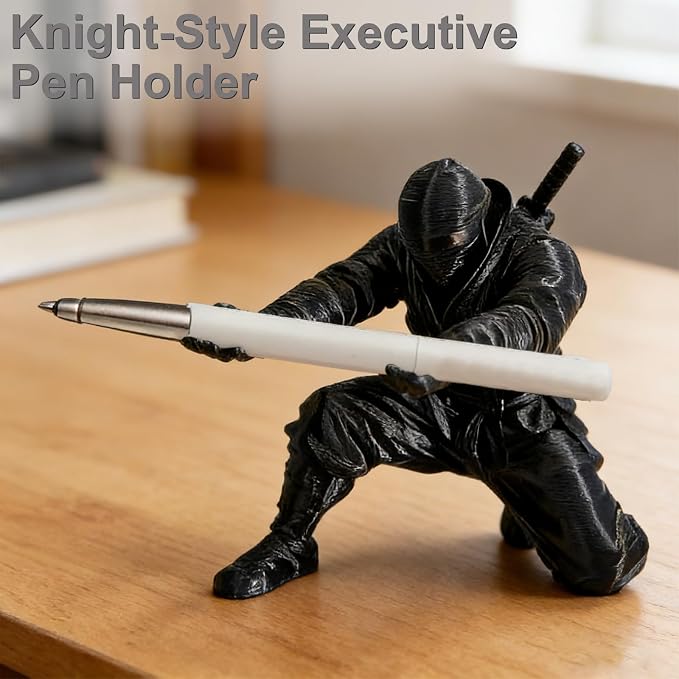 Knight-Style Executive Pen Holder -Plastic Ninja Samurai Design, Single Pen Capacity, Creative Desk Accessory for Office and Home