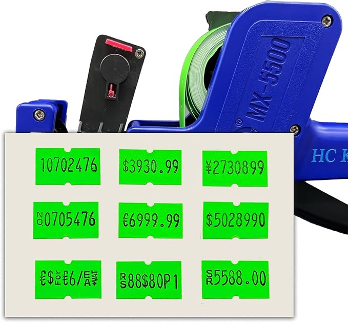 40 Rolls of Price Labels - 20,000 Blank Tags, 1-Line 8-Bit Pricing Labels for Retail. Compatible with MX5500, NEW5500, CN-979 and More 1-Line Pricing Gun Machines. Color: Green