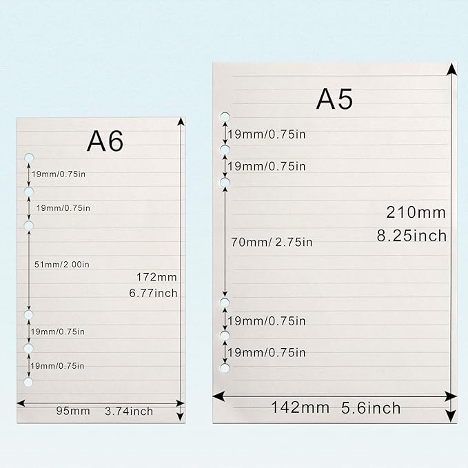 A6 Refill Paper, [3 Pack] Toplive 100GSM Thick Refillable Paper 6 Hole Filler Inserts Loose Leaf Paper 135 Sheets (270 Pages) for 6 Ring Binder Journal Notebook-Lined Paper