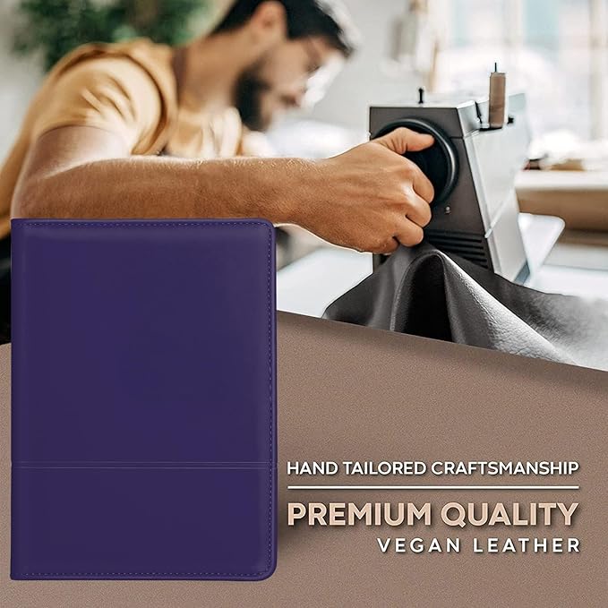 Padfolio/Portfolio Binder, Mini Padfolio Portfolio Binder 5 x 8 Legal Writing Pad, A5 Document Organizer Folder for Men Women, Dark Purple