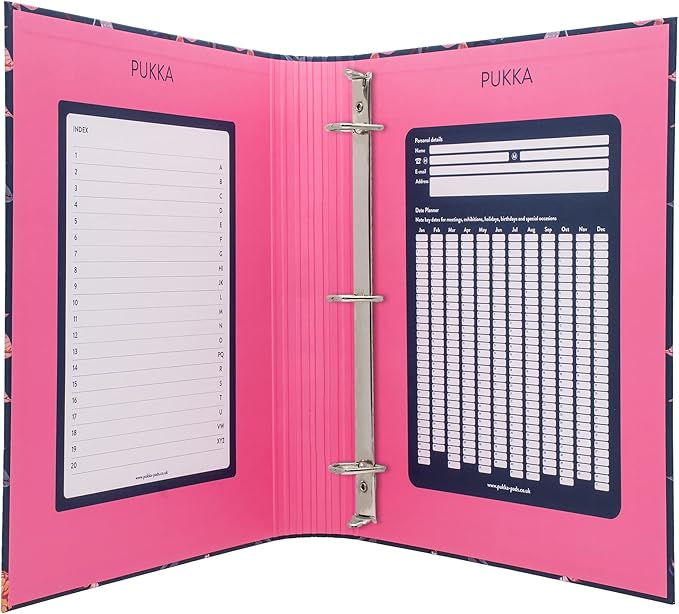 Pukka Pad, Bloom A4 Preloaded 3-Ring Binder – Includes Personal Details and Planner Pages – Comes Preloaded with 5-Part Dividers – Standard 3-Ring Mechanism - Blue