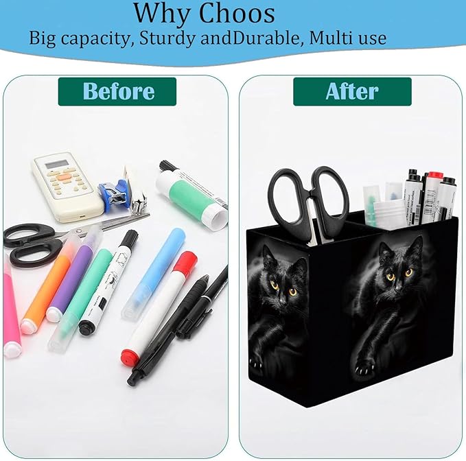 Pen Holder, Pencil Case, Makeup Brush Storage Box, Tableware Storage Box, Suitable for Office Or Home Item Organizing Stand - Cat