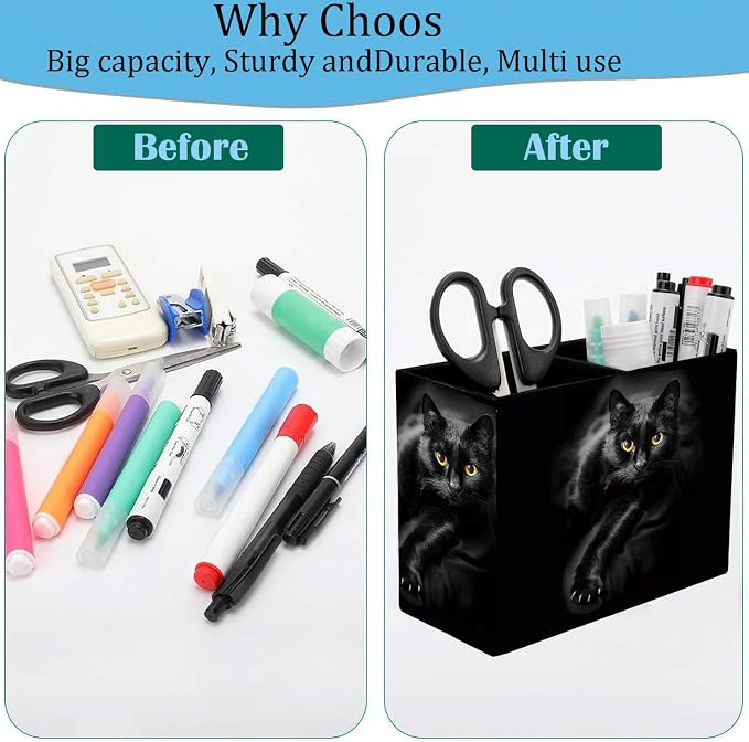 Pen Holder and Anti-Slip Mouse Pad Combination, Makeup Brush Storage Box, Tableware Storage Box, Suitable for Office and Home - Cat