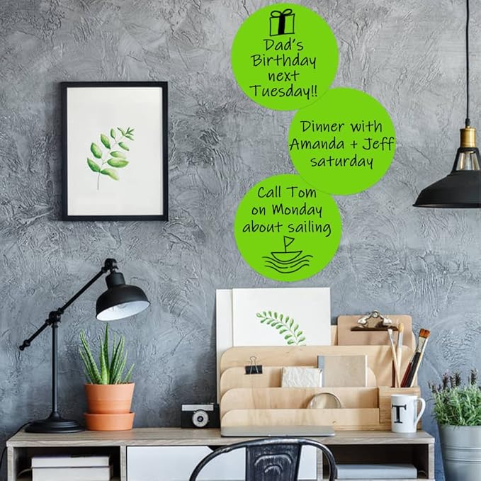 24 Pack Dry Erase Circle Dots, Whiteboard Desktop Writing Spots for Classroom Tables, Removable Vinyl Stickers Wall Decals for School Teachers, Green