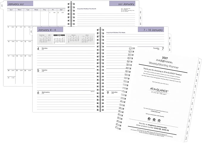 AT-A-GLANCE 2027 Refill for Executive Planner G54500, Weekly & Monthly, 7" x 8.75", DayMinder (G5455027)