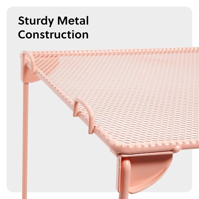 U Brands Mesh Locker Organizer Shelf, 11" x 10" x 12", Peachy Pink, Back to School Essentials, Stackable, Fits Standard Size School Lockers