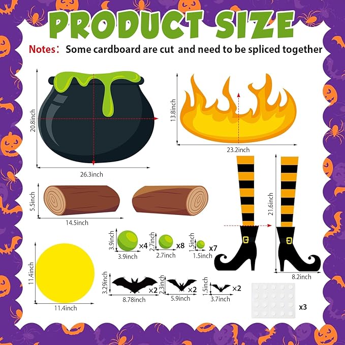 Halloween Bulletin Board Door Decorations Set Halloween Witch Theme Classroom Bulletin Board Magic Jar Green Bubble Bat Paper Cutouts for Witch Party Favors School Home Chalkboard Door Decor Supplies