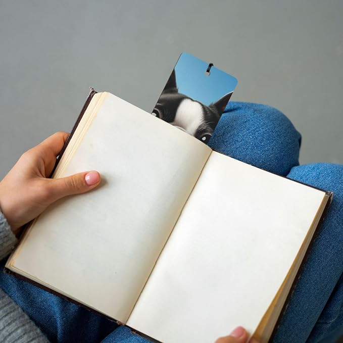 Cute Boston Terrier Wooden Bookmark for Men with Tassels, Bookmark for Book Lovers Book Marks for Reading Book Accessories