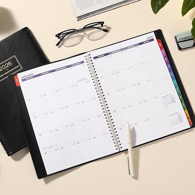 Appointment Book 2026 - Daily Planner, Large Planner Weekly Monthly Appointment Book 2026, 8.5" x 11", Jan 2026- Dec 2026 Planner with 15-Minute Interval - Black
