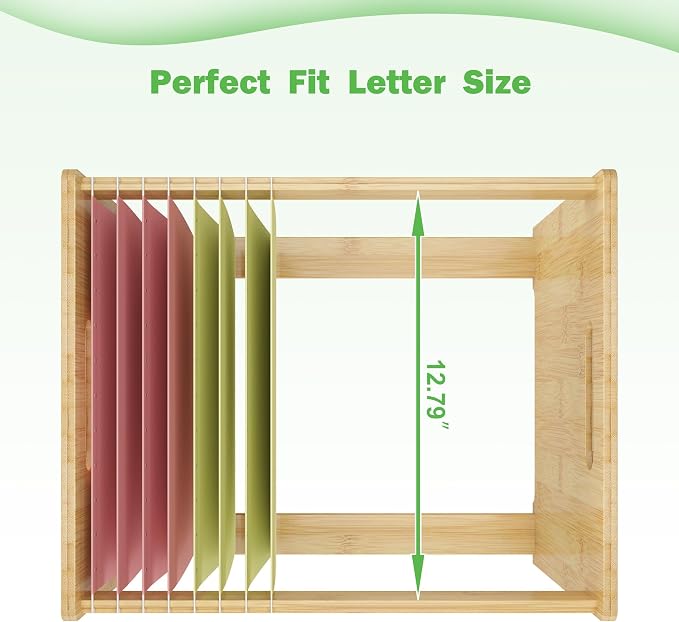Hanging File Organizer Box for Letter Size, 2 Pack Bamboo File Folder Organizer, Storage Moving Boxes with Handle Wood Desk Filing Box for Office Banker Document