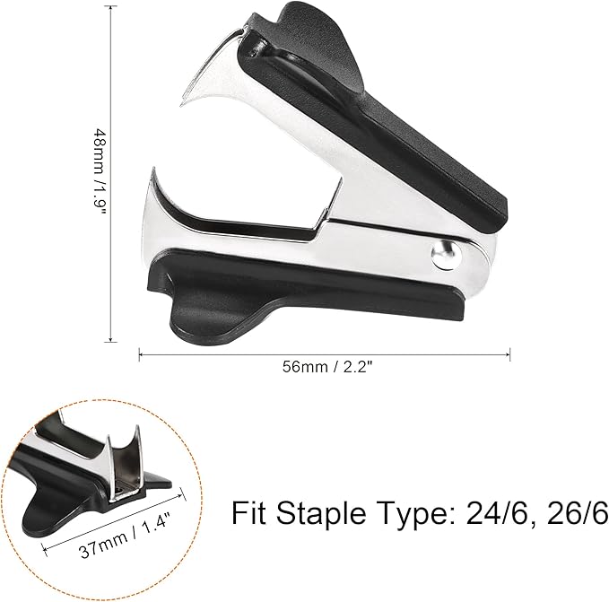 MECCANIXITY Staple Remover Tools, Staplers Puller Steel Jaw for Office Home Desktop Accessory, Black Pack of 2