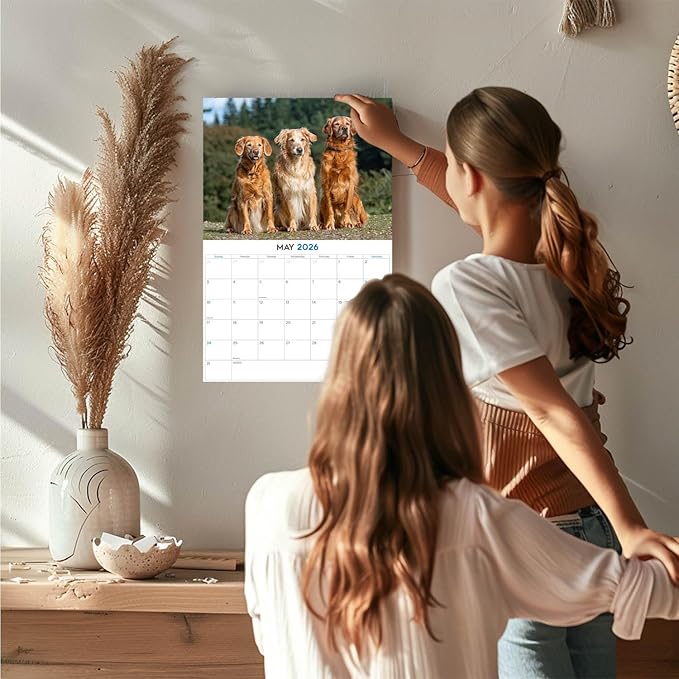 2025 2026 Golden Retriever Calendar - Dog Breed Monthly Wall Calendar - 12" x 18" Open - Thick No-Bleed Paper - Giftable - Academic Teacher's Planner Calendar Organizing & Planning - Made in USA