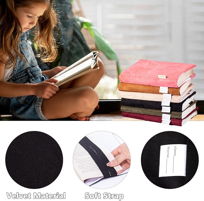 APLUFINE Velvet Book Cover for Paperbacks, Reusable Fabric Book Cover with Pockets, Adjustable Book Protector for Softcover Books, Journals & Bibles