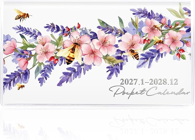 Pocket Calendar 2027-2028 for Purse, Small Pocket Planner 2027-2028 for Purse 3.5×6.5In,24 Month Organizer from Jan 2027- December 2028 Mini Planner with Pvc Cover for Organizing & Planning