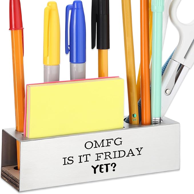 Funny Office for Women, OMFG IS IT FRIDAY YET, Workweek Humor Gift for Coworkers Employees, Sarcastic Workplace Desk for Office, Stationary Supplies Pencil Holder for Desk SD285