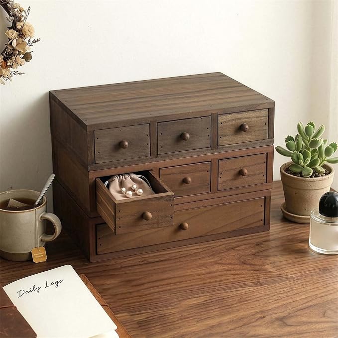 Wooden Desktop Holder with Spacious Compartments Storage Box Perfect for Documents and Craft Supplies Wooden Offices Planner