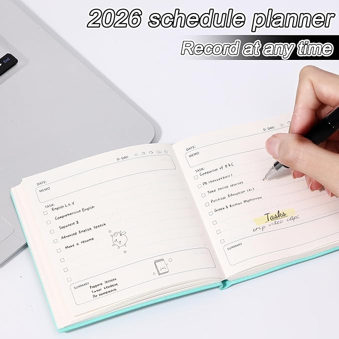2026 Pocket Planner Undated With Hourly Schedule 3pcs Small Undated Daily Planner Pocket Size3.9" X 3.9" Cute Softcover Leather Daily Calendar Planner 2026 For Purse Organize Tasks And Appointments Office Supplies Book For Women Men