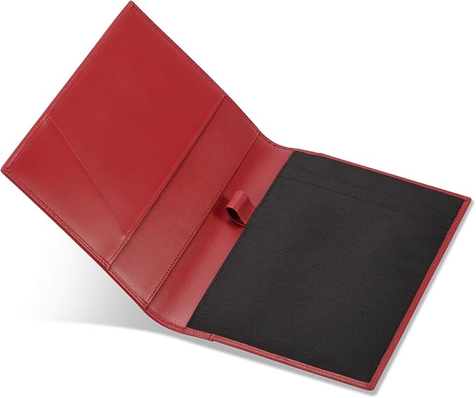 Leather Junior Padfolio for Men & Women with Pen Loop, Italian Calfskin, Business Portfolio Notebook Folder (Bordeaux)
