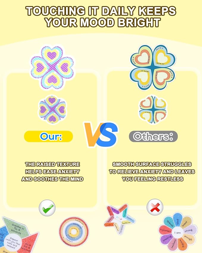UCEC 120Pcs Calm Strips for Anxiety Sensory Stickers, Diamonds Textured Sensory Strips 12 Patterns Tactile Fidget Tool for Teens & Adults