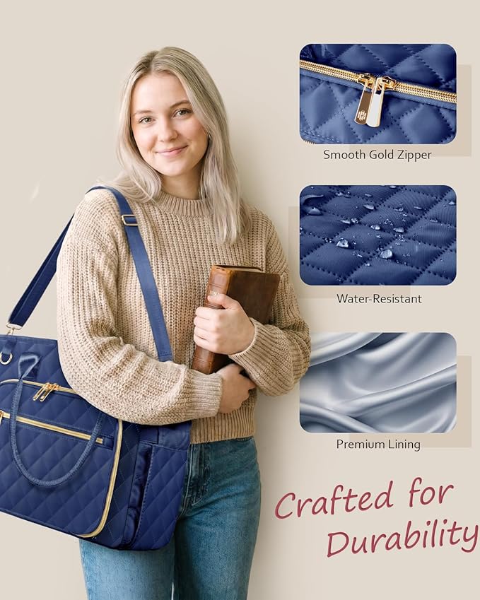 BellaHold Large Bible Bag with Bible Cover Case for Women, Church Bag with Bible Study Supplies & Shoulder Strap, Quilted Bible Tote Bag, Christian Gift for Women, Beige