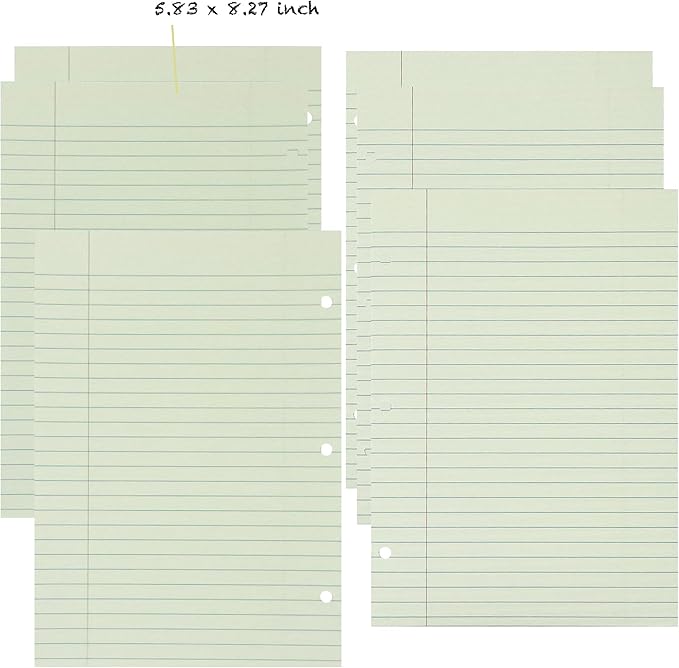 180+28 Mini 3 Ring Binder Paper for 5.5 x 8.5, 3-Hole Loose Leaf Lined Refill Filler Paper with Undated Monthly Calendar Refillable Planner Inserts, College Ruled
