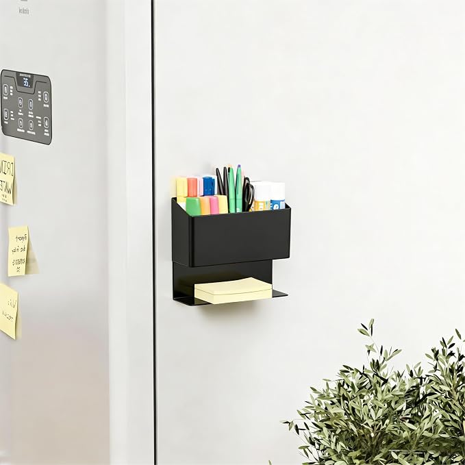 Yieach Magnetic Dry Erase Marker Holder for Whiteboard,Non-Slip Magnet Expo Marker Holder and Magnetic Cup for Dry Erase Markers,Acrlic Pencil Pen Holder for Locker,Classroom,White Board,Office,Black