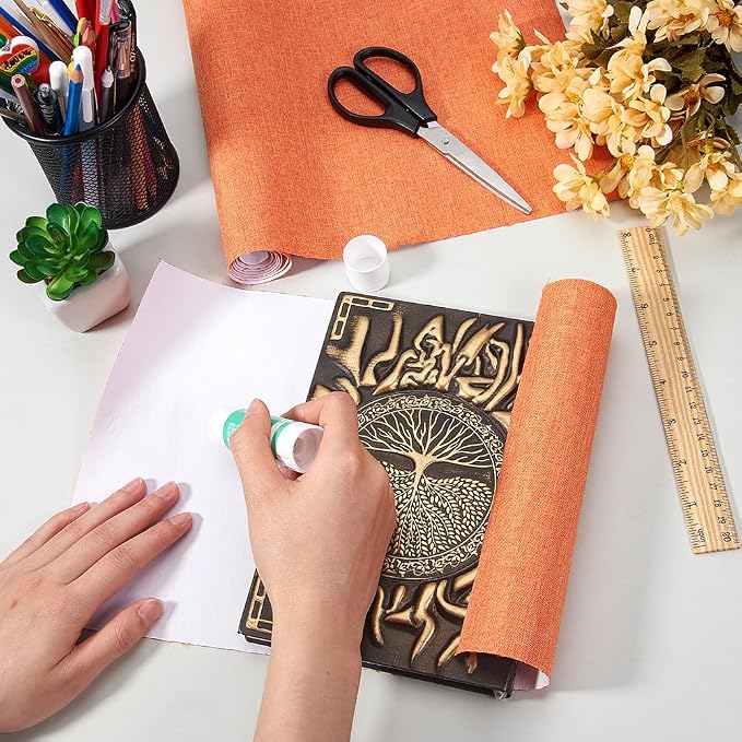 CRASPIRE 51 x 11.8 Book Cloth for Book Binding Fabric Surface Paper Backed A4-A8 Coral Color Bookcover Books Album Scrapbooking Archival DIY Covering Protector Bookcloth Bookbinding Supplies