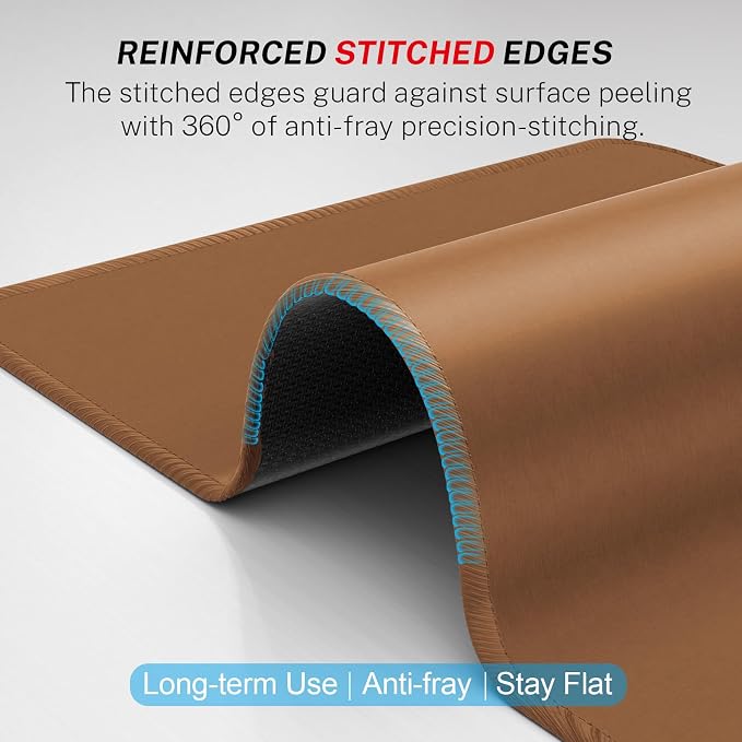 MROCO Essential Office & Gaming Mouse Pad, 8.5 x 11 Inch, Coffee Brown | Anti-Fray Stitched Edges, Functional Pattern Design, Non-Slip Rubber Base, Water and Stain Resistance