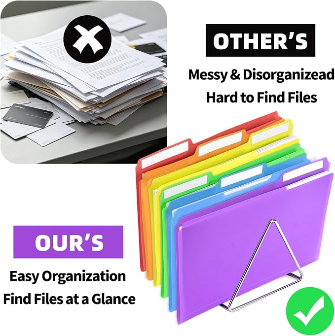 Color Folders 8.5 x 11 Inch, 1/3 Cut Tab File Folders Letter Size with Labels, Assorted Colors School Business Office Folders for Document
