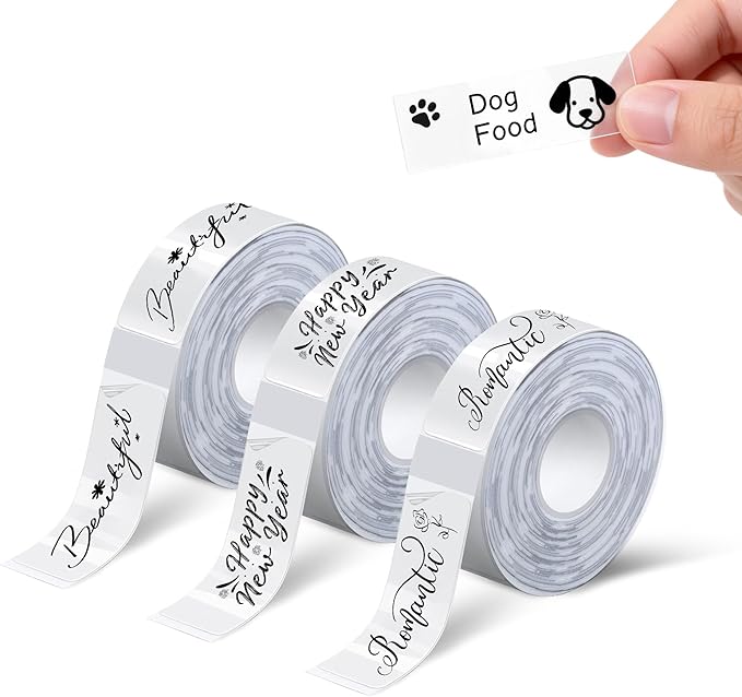 AH-P05 Transparent Label Tape 3PCS, Self-Adhesive Thermal Labels Refill Paper Roll for AH-P05 Mini Label Maker, 14mm X 40mm, for Home/Kitchen/Office Storage/Kid School Supplies - Transparent