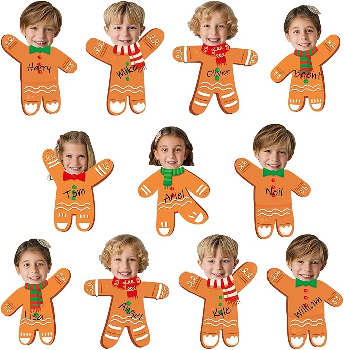 60Pcs Christmas Gingerbread Cutouts Christmas Bulletin Board Decoration Gingerbread Man DIY Photo Craft Cutouts Xmas Classroom Supplies for Teacher Student Winter Holiday Party School Home Wall Decor
