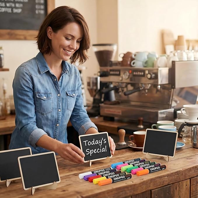 Mini Chalkboard Signs, 20 Pack Small Chalkboard Labels Table Signs with Easel Stand, Wooden Blackboards for Wedding Decor, Party Buffet Display, Place Cards, Food Labels