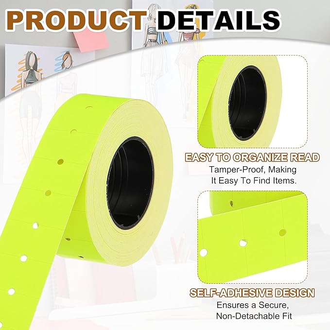 PATIKIL Pricing Labels, 10 Rolls 8000 Price Price Gun Labels Self-Adhesive Rectangular Puzzle Shape Marker Tag Stickers for Date Gun, Yellow