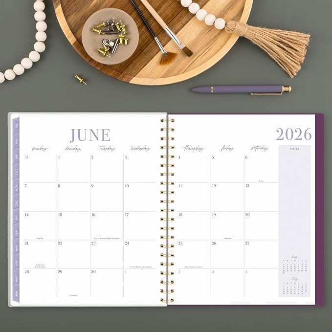 Cambridge Planner 2025-2026 Academic, Leah Bisch, Weekly & Monthly, 8-1/2" x 11", Large, Monthly Tabs, Flexible Cover, Stripe (LB32-905A)