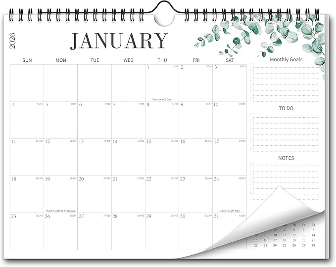 Aesthetic Wall Calendar 2026, 18 Monthly Horizontal Calendar January 2026 to June 2027, 14.5" x 11.5" Modern Wall Hanging Calendar for School, Home, Office for Monthly Organizing & Planning