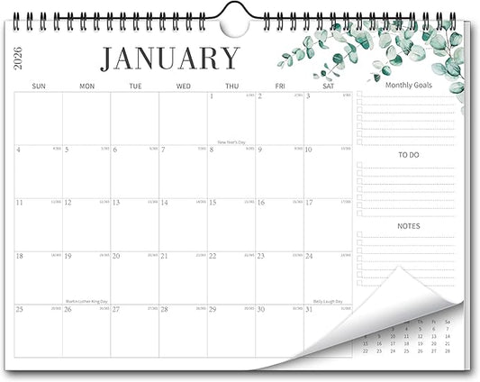 Aesthetic Wall Calendar 2026, 18 Monthly Horizontal Calendar January 2026 to June 2027, 14.5" x 11.5" Modern Wall Hanging Calendar for School, Home, Office for Monthly Organizing & Planning