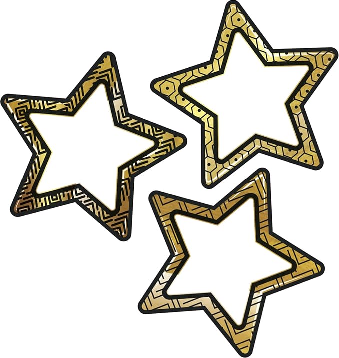 Carson Dellosa Sparkle and Shine 36-Piece Star Cutouts, Gold Foil Space Theme Bulletin Board Decorations for Labels, Cubbies, Locker Decorations, Posterboard, and Classroom Decor